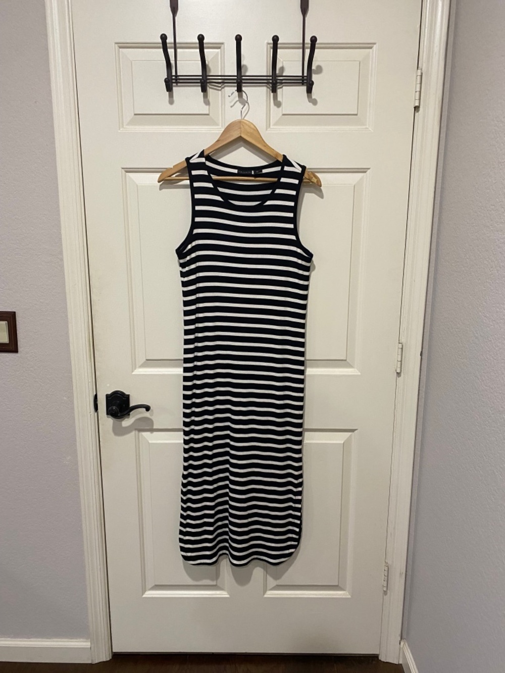 Hatari Black & White Striped Midi Tank Dress Size Small